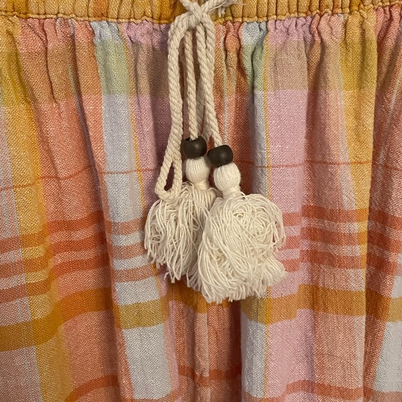 American Eagle Plaid Midi Skirt in Pink and Orange Size M Elastic Waist Boho - Picture 5 of 12